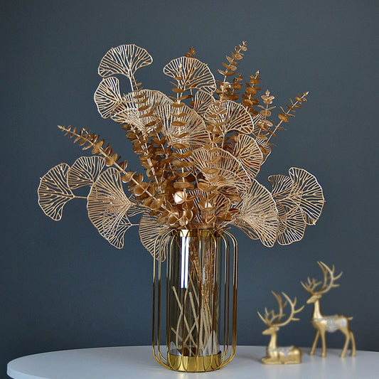 Golden Artificial Plants Leaf Home Decor