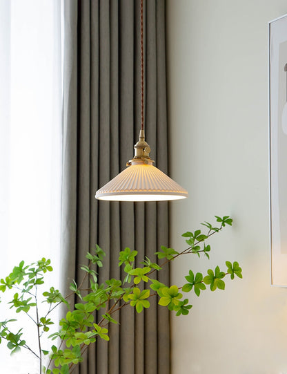 Nuuc Japandi Ribbed Ceramic Pendant Light