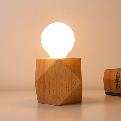 Mini Retro Solid  NaturalWood Table Lamp