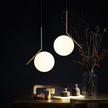 Modern LED Side-Rod Milk Glass Globe Pendant Light