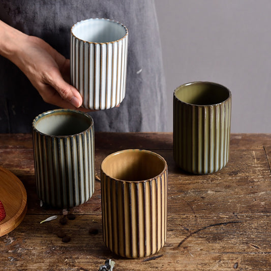 Monochromatic Vertical Striped Ceramic Cup