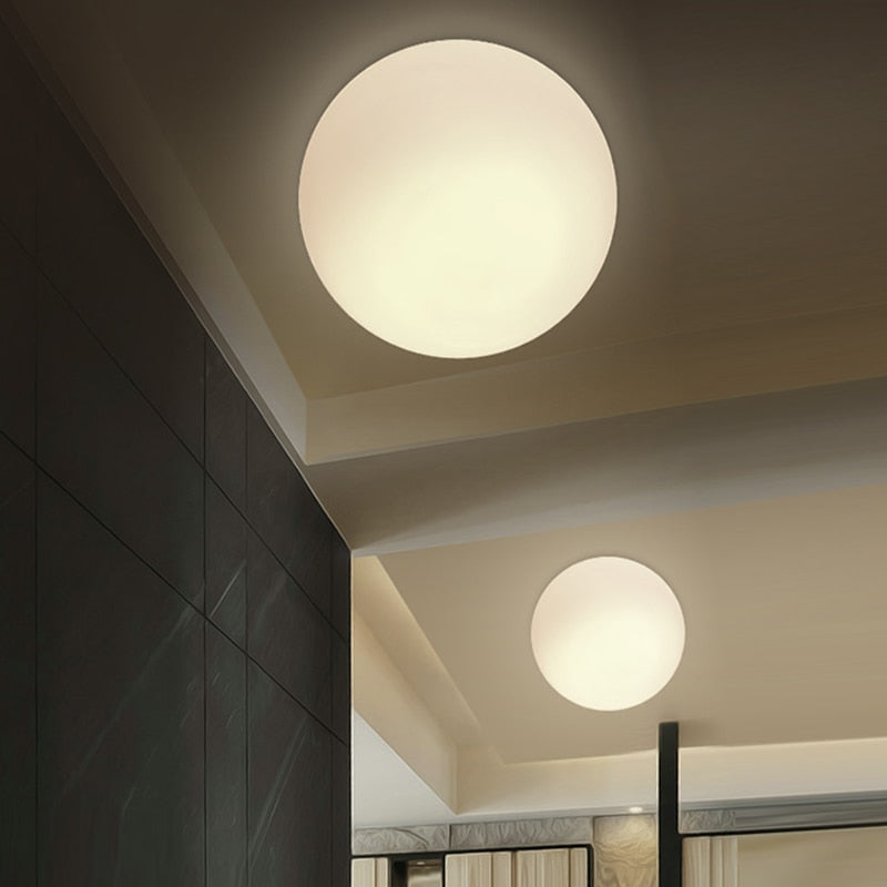 Wady Minimalist Milk Glass Ball Flush Mount