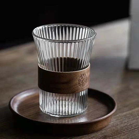 Japanese Style Glass Coffee Walnut Cup