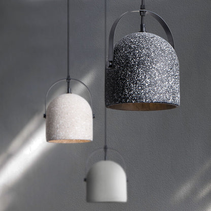 Modern Minimalist Grainy Cement Hanging Dome Pendant Light