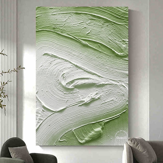 Fuji Colletion A07 Hand-painted Abstract White Line Wall art (Unframed)