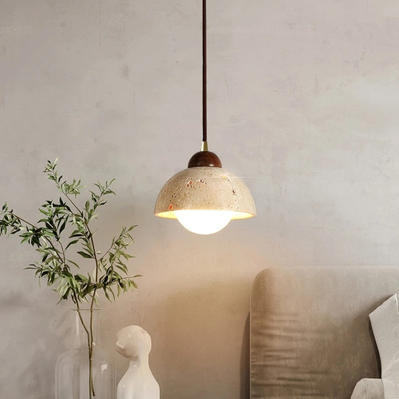 Japandi Designer Textured Marble Pendant Light