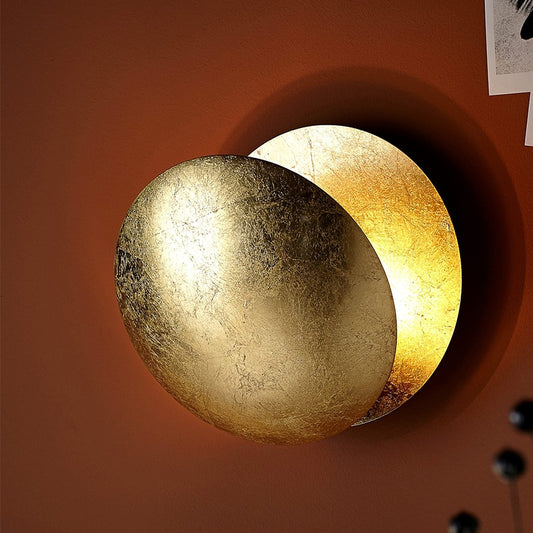 Vintage Solar Eclipse Brass Sconce  Wall Lamp